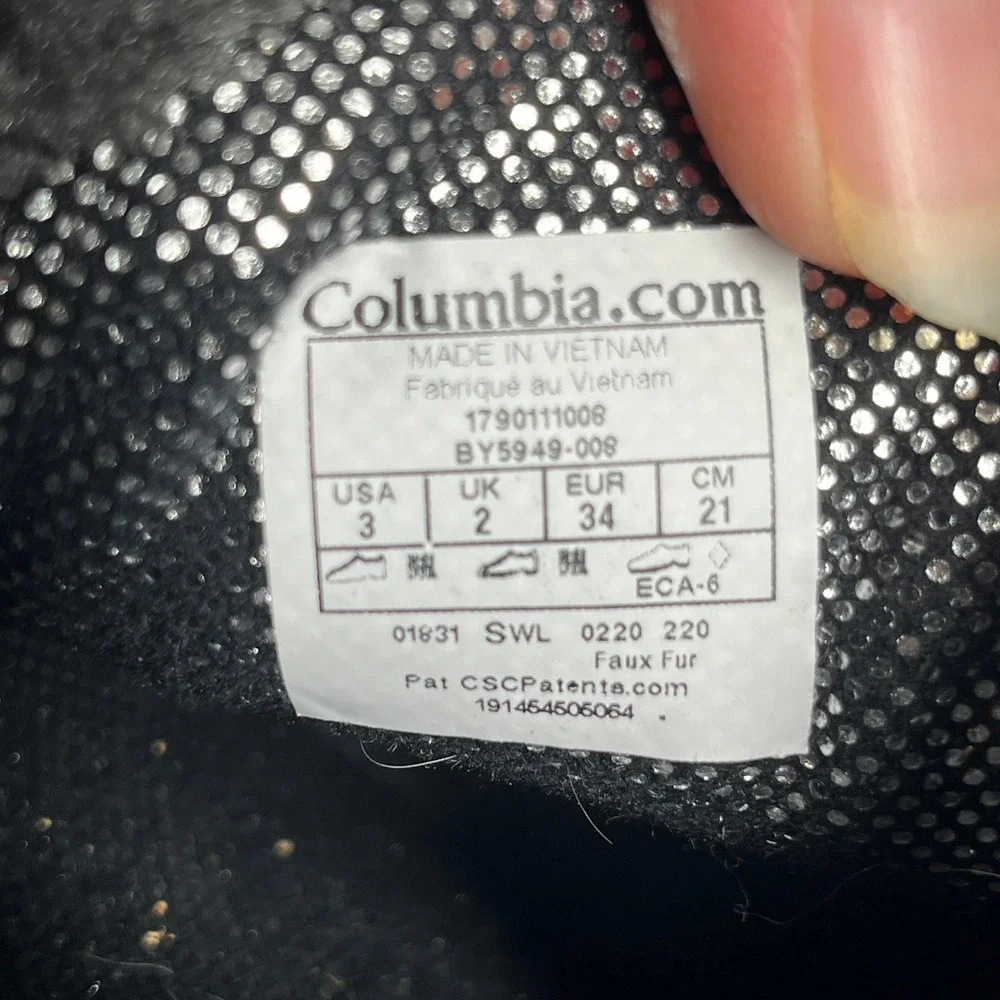 Columbia‎ Minx Mid III Snow Boots Big Girls Grey Pink Waterproof Quilted Size 3